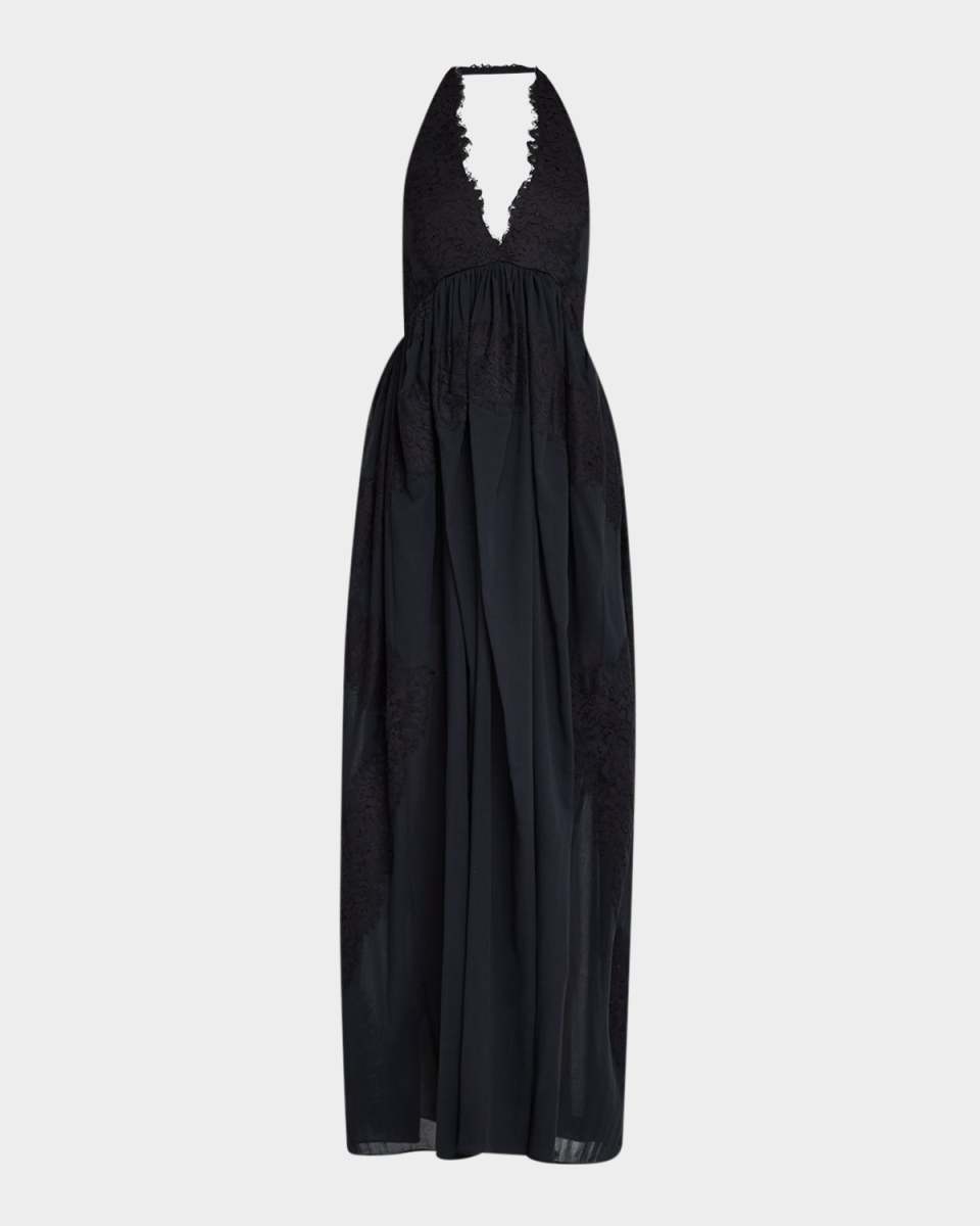 Cambrie Lace Halter Maxi Dress